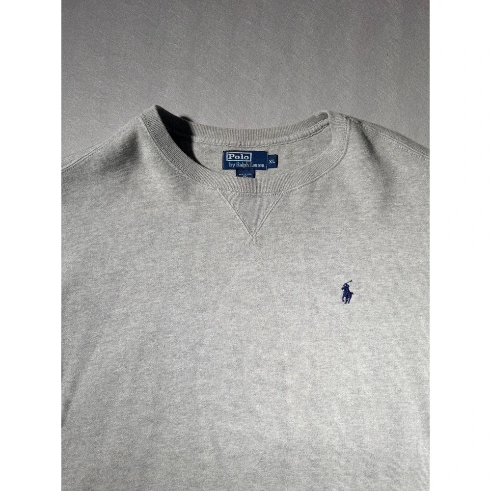 Polo Ralph Lauren Sweatshirt Mens XL Grey Crewneck Pony Logo Fleece Pullover